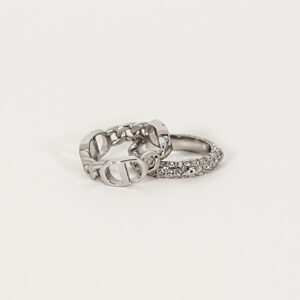 Dior CD sterling silver chain ring set